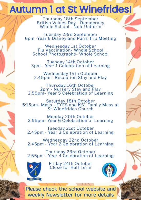 Autumn 1 at St Winefride's